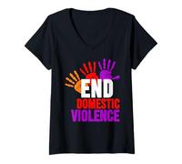 Donna Fine Domestic Violence T-Shirt - Consapevolezza della violenza Domestica Maglietta con Collo a V
