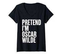 Donna Fingere di Essere Oscar Wilde Poeta Maglietta con Collo a V