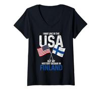 Donna Finlandese Americano La mia storia è iniziata in Finlandia Finn Pride Maglietta con Collo a V