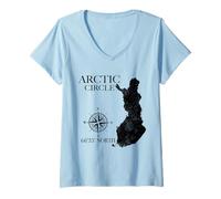 Donna Finlandia Circolo Polare Artico Lapponia Souvenir Finlandese Maglietta con Collo a V