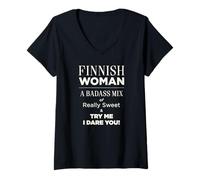 Donna Finnish Woman | Finland Empowered Maglietta con Collo a V
