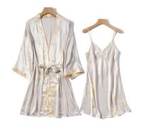 Donna Finta Seta Floreale Vestaglia Abito Kimono Yukata Camicia da Notte Pigiama