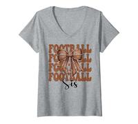 Donna Fiocco da civetta Football Sis American Football Sister Girl Maglietta con Collo a V