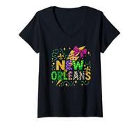 Donna Fiocco in grassetto con grafica a forma di fulmine di New Orleans City Pride Maglietta con Collo a V