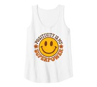 Donna Fiore retrò Happy Face Smile «La positività è Il Mio superpotere» Canotta