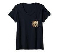 Donna Fiore Teschio Summerween Maglietta con Collo a V