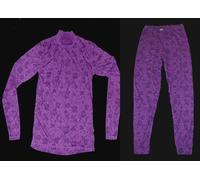 Donna Fiore Viola Termico Livello Base Set Biancheria Intima