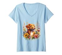 Donna Fiori selvatici estivi per cani Nova Scotia Duck Tolling Retriever Maglietta con Collo a V