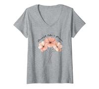 Donna Fiorire Come Un Fiore Fede Cristiana Verso Bibbia Maglietta con Collo a V