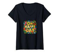 Donna Fiorito Oh Happy Day Costume Maglietta con Collo a V