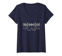 Donna Fire Island New York Boemia Maglietta con Collo a V