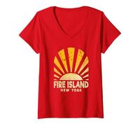 Donna Fire Island NY - Sunny Fire Island New York Maglietta con Collo a V