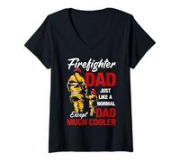 Donna Firefighter Dad Just Like A Normal Except Dad Much Cooler Maglietta con Collo a V