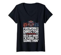 Donna Fireworks Director Funny Hold My Drink 4 luglio Maglietta con Collo a V
