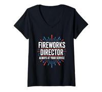 Donna Fireworks Director Sempre al Vostro Servizio 4 Luglio Maglietta con Collo a V