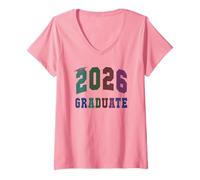 Donna Firma la mia Maglietta per laureati Vintage della Classe 2026 Rocks Fabulous Maglietta con Collo a V