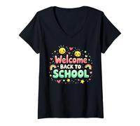 Donna First Day of School Welcome Back To School Maglietta con Collo a V