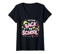 Donna First Day of School Welcome Back To School Maglietta con Collo a V