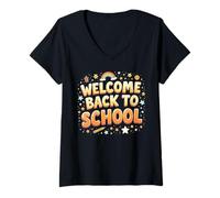Donna First Day of School Welcome Back To School Maglietta con Collo a V