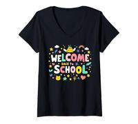 Donna First Day of School Welcome Back To School Maglietta con Collo a V