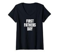 Donna First Fathers Day New Dad Legend Begins Now Tees And More Maglietta con Collo a V