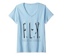 Donna First Love Yourself - Maglietta Idea Regalo per Feste Maglietta con Collo a V