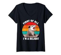 Donna First of all I'm A Delight Angry Opossum Maglietta con Collo a V