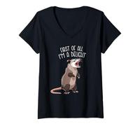 Donna First of all I'm A Delight Angry Opossum Maglietta con Collo a V