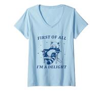 Donna First of all I'm a Delight Cute Red Panda Funny Citazione Maglietta con Collo a V