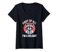 Donna First of all I'm A Delight Raccoon Infermiera Divertente Raccoon Maglietta con Collo a V