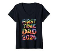 Donna First Time Dad 2026 Maglietta con Collo a V