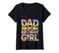 Donna First Time Dad of The Birthday Girl Gelato Drip Dad To Be Maglietta con Collo a V