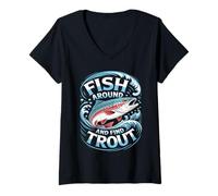 Donna Fish Around And Find Trout Vintage Fishing Maglietta con Collo a V