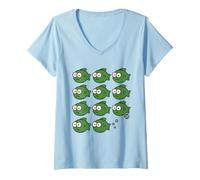 Donna Fish Fart Retro Maglietta con Collo a V
