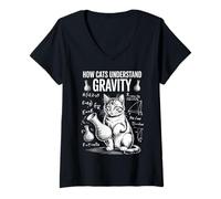 Donna Fisica del Gatto Come i Gatti capiscono la gravità Gatto Divertente Maglietta con Collo a V
