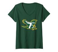 Donna Fitchburg State University Falcons Monogram F Logo Maglietta con Collo a V