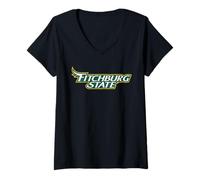 Donna Fitchburg State University Text Logo Maglietta con Collo a V