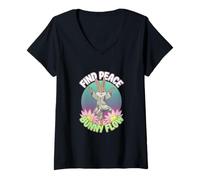 Donna Fitness Bunny Yoga Lovers TROVA PACE BUNNY FLOW Coniglio divertente coniglio Maglietta con Collo a V