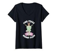 Donna Fitness Bunny Yoga Lovers TROVA PACE BUNNY FLOW Coniglio divertente coniglio Maglietta con Collo a V