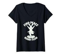 Donna Fitness Bunny Yoga Lovers TROVA PACE BUNNY FLOW Coniglio divertente coniglio Maglietta con Collo a V