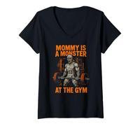 Donna Fitness Mostro Mamma è Un Mostro Divertimento Womens Spooky Allenamento Maglietta con Collo a V