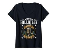 Donna FIUDO Hillbilly Bluegrass Pickin E Canto Patriot Gospel Maglietta con Collo a V