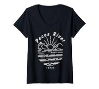 Donna Fiume Pecos Texas Maglietta con Collo a V