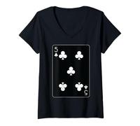 Donna Five of Clubs - Carte da gioco Maglietta con Collo a V