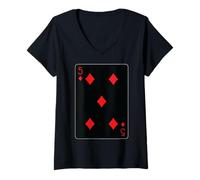 Donna Five of Diamons - Carte da gioco Maglietta con Collo a V