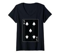 Donna Five of Spades - Carte da gioco Maglietta con Collo a V