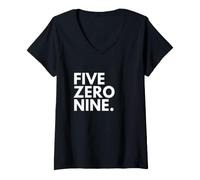 Donna Five Zero Nine Codice Area 509 Spokane Washington Maglietta con Collo a V
