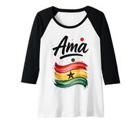 Donna Flag del Ghana AMA Ghana Nome Regalo di Compleanno Maglia con Maniche Raglan