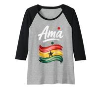 Donna Flag del Ghana AMA Ghana Nome Regalo di Compleanno Maglia con Maniche Raglan