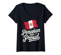 Donna Flag Peru Girl Peruvian Sud America Paese Maglietta con Collo a V